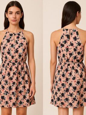 Monteau Pink Floral Print Sleeveless Fit & Flare Dress Size L